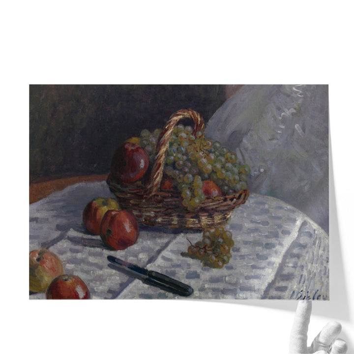 Apples and Grapes in a Basket - Canvas Print Wall Art