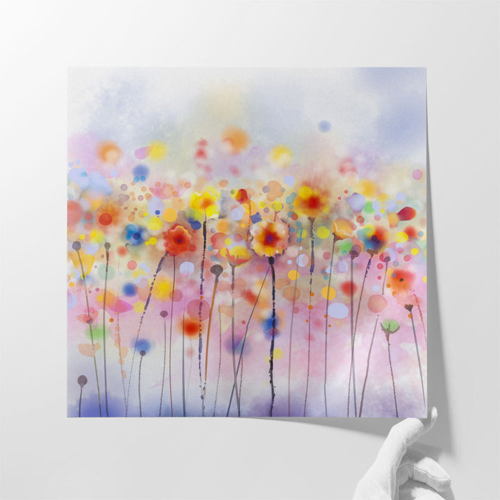 Colorful Watercolor Floral Painting - Canvas Print Wall Art