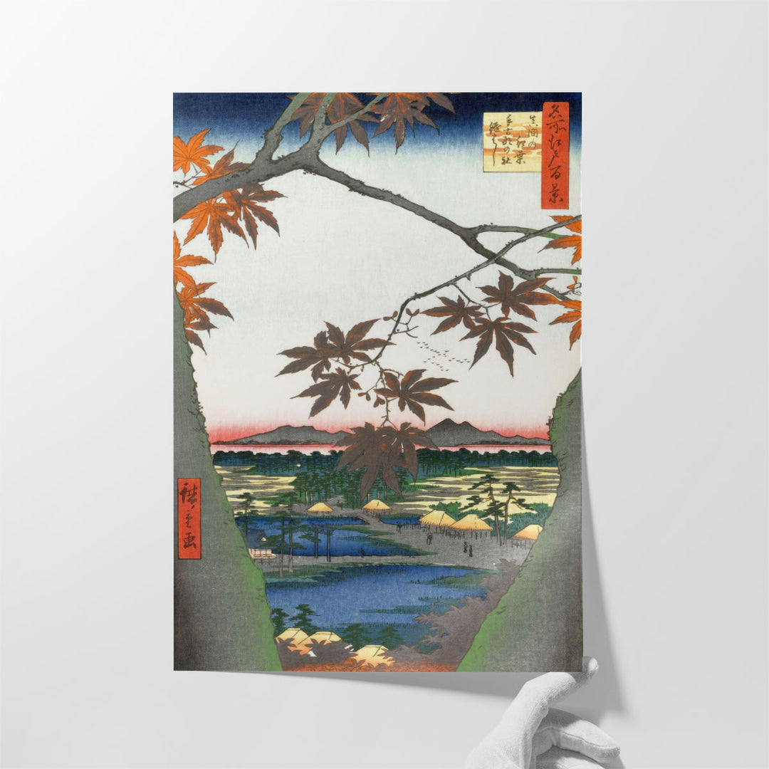 Maple Leaves, the Tekona Shrine and the Bridge Print - Canvas Print Wall Art