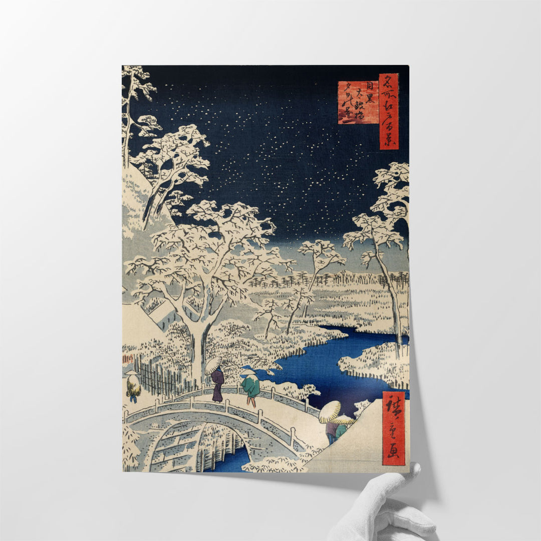 Drum Bridge at Meguro and Sunset Hill, 1857 - Canvas Print Wall Art