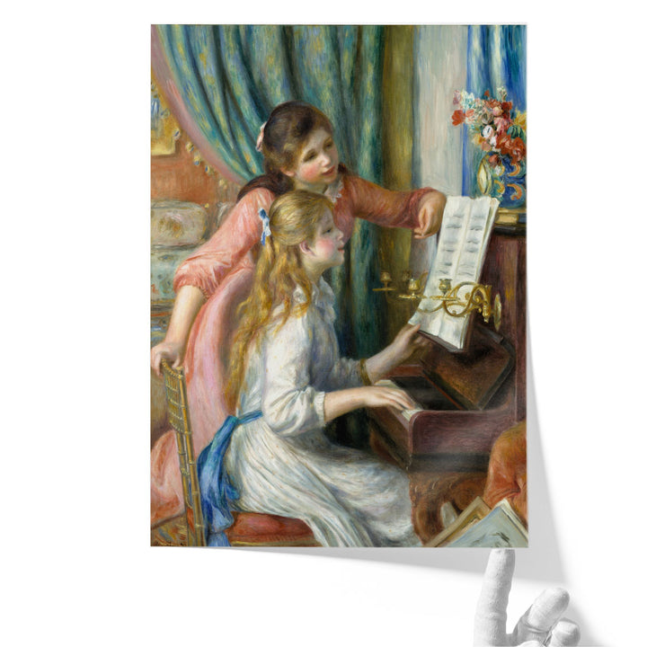 Two Young Girls at the Piano - Canvas Print Wall Art