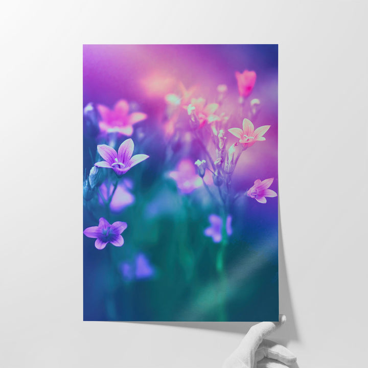 Beautiful Bell Flowers in Nature During Sunset- Canvas Print Wall Art