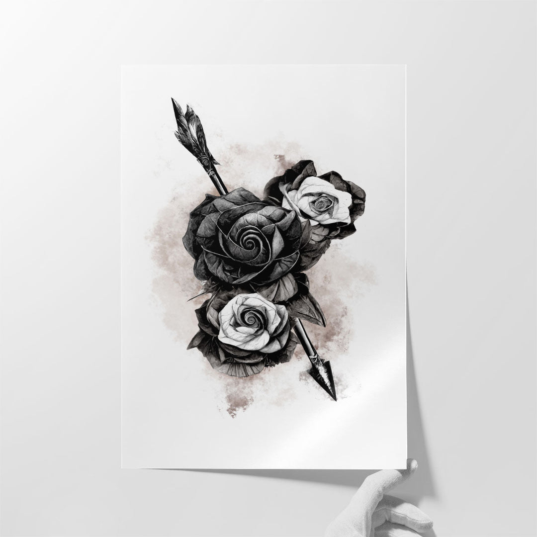 Sepia Roses, Black and White - Canvas Print Wall Art