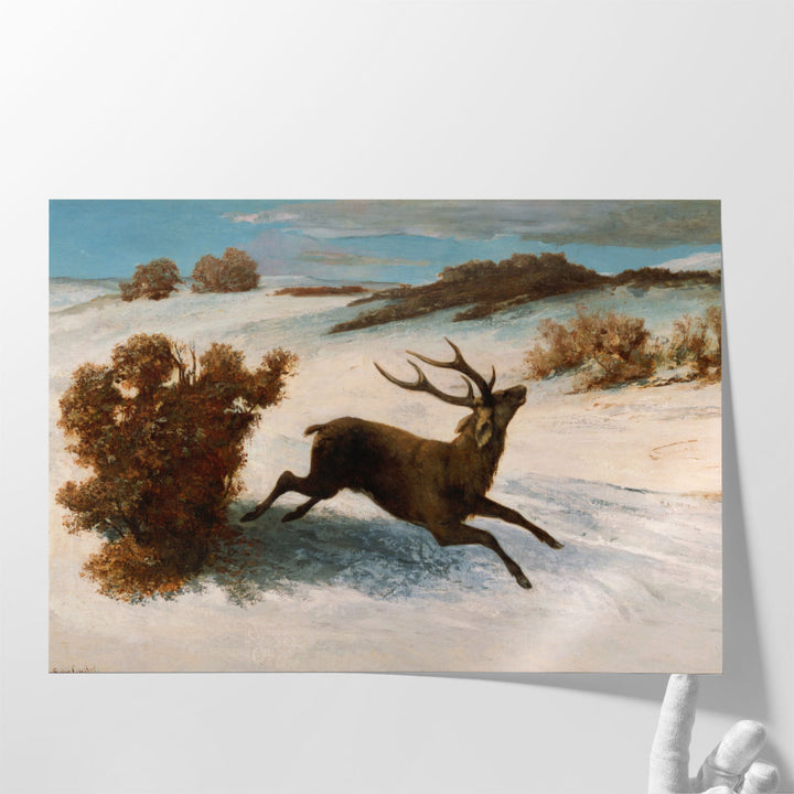 Deer Running in the Snow, 1856 - Canvas Print Wall Art