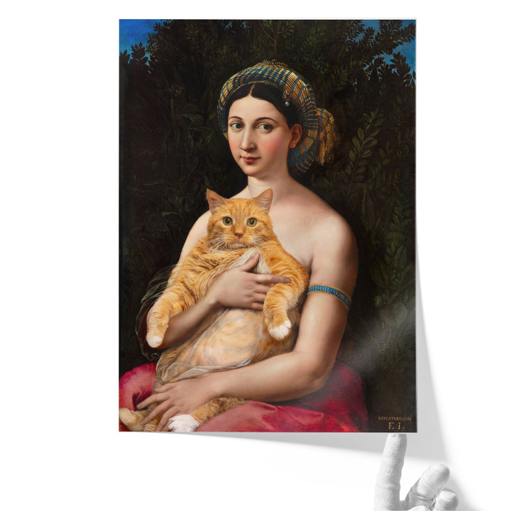La Fornarina and the Cat - Canvas Print Wall Art