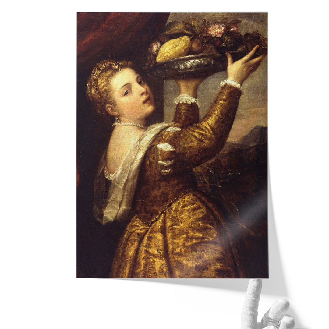 Girl with a Platter of Fruit - Canvas Print Wall Art