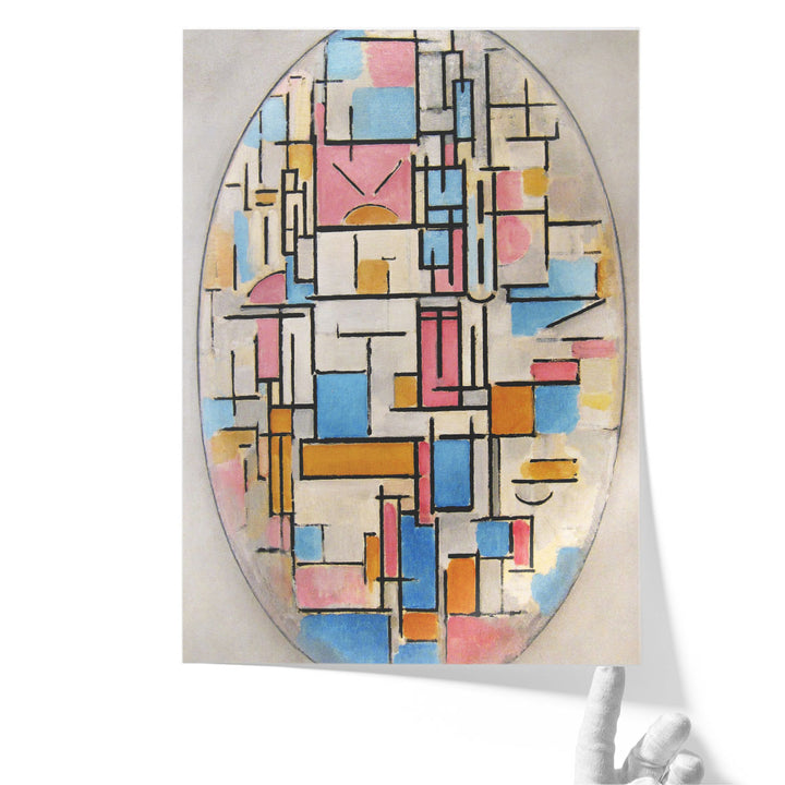 Composition in Oval with Color Planes 1 - Canvas Print Wall Art