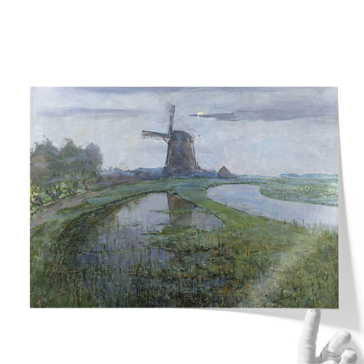 Oostzijdse Mill along the River Gein by Moonlight - Canvas Print Wall Art