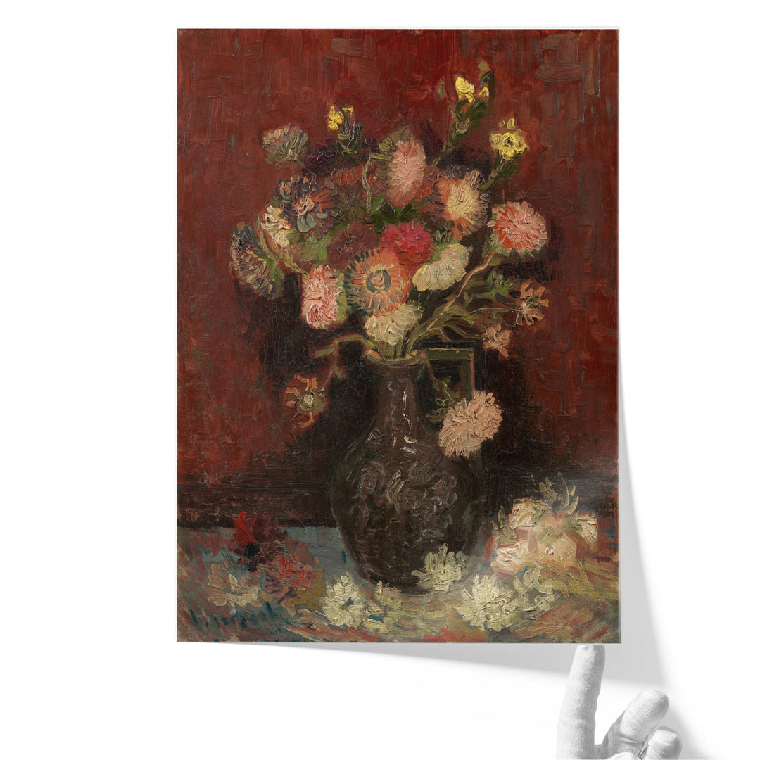 Vase with Chinese Asters and Gladioli, 1886 - Canvas Print Wall Art