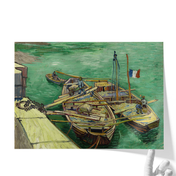 Quay with Men unloading Sand Barges, 1888 - Canvas Print Wall Art
