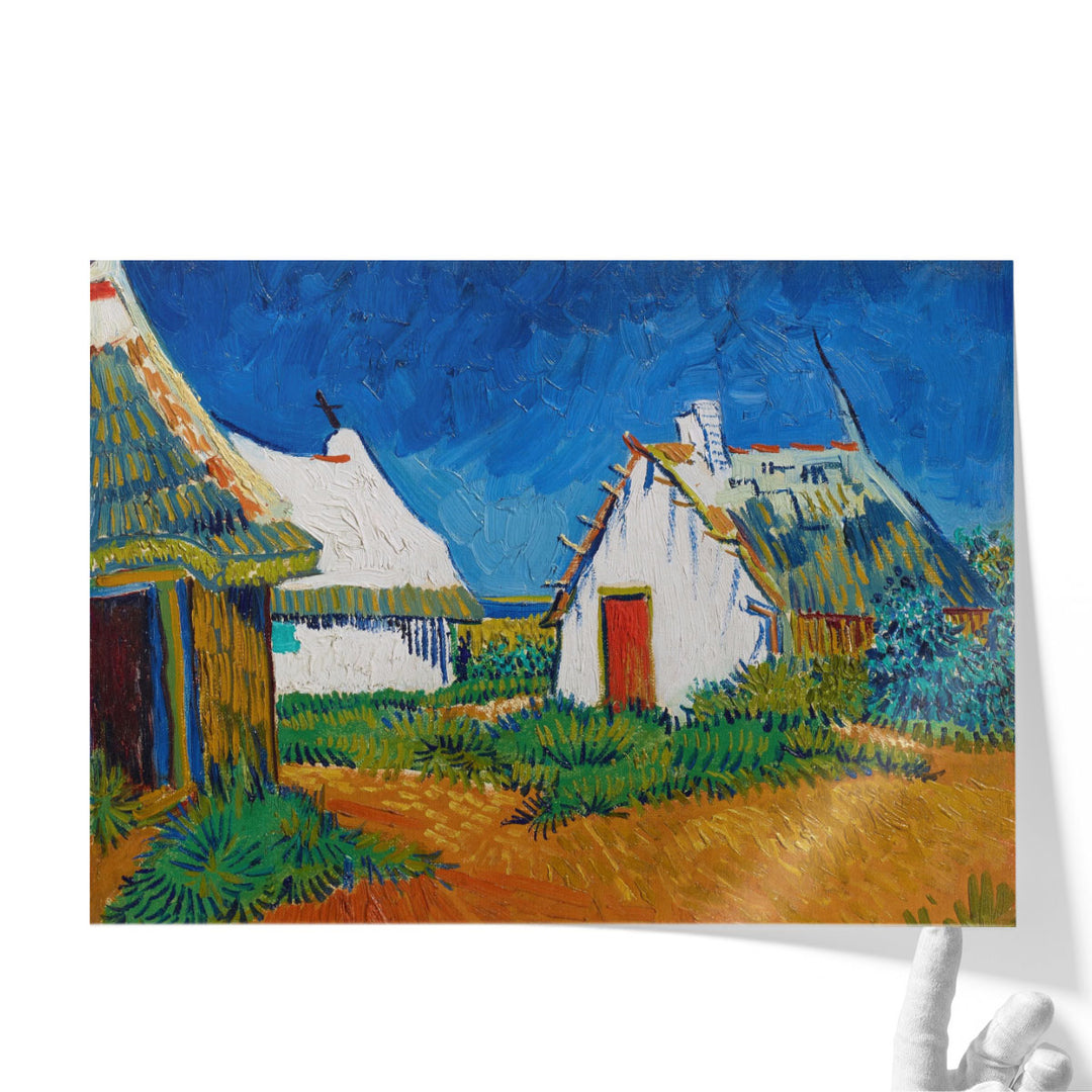 Three White Cottages in Saintes-Maries, 1888- Canvas Print Wall Art