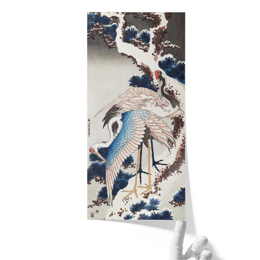 Cranes on a Snowy Tree, 1834 - Canvas Print Wall Art