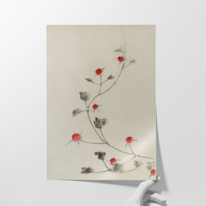 Small Red Blossoms on a Vine- Canvas Print Wall Art