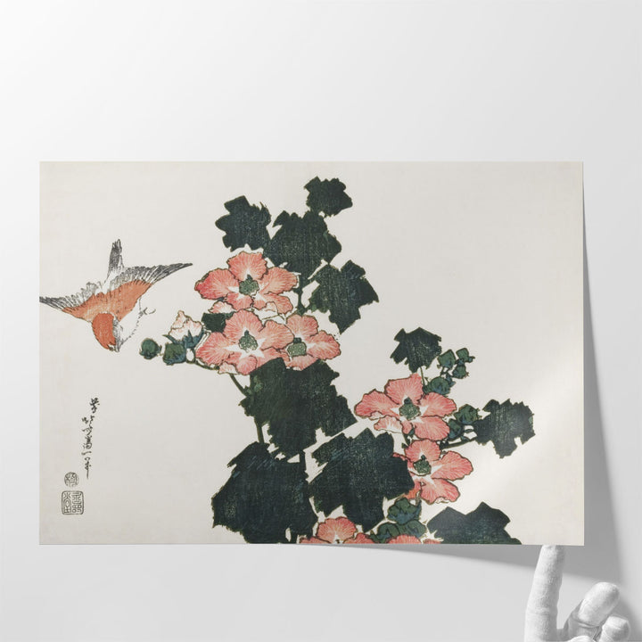 Red Roses and Bird - Canvas Print Wall Art