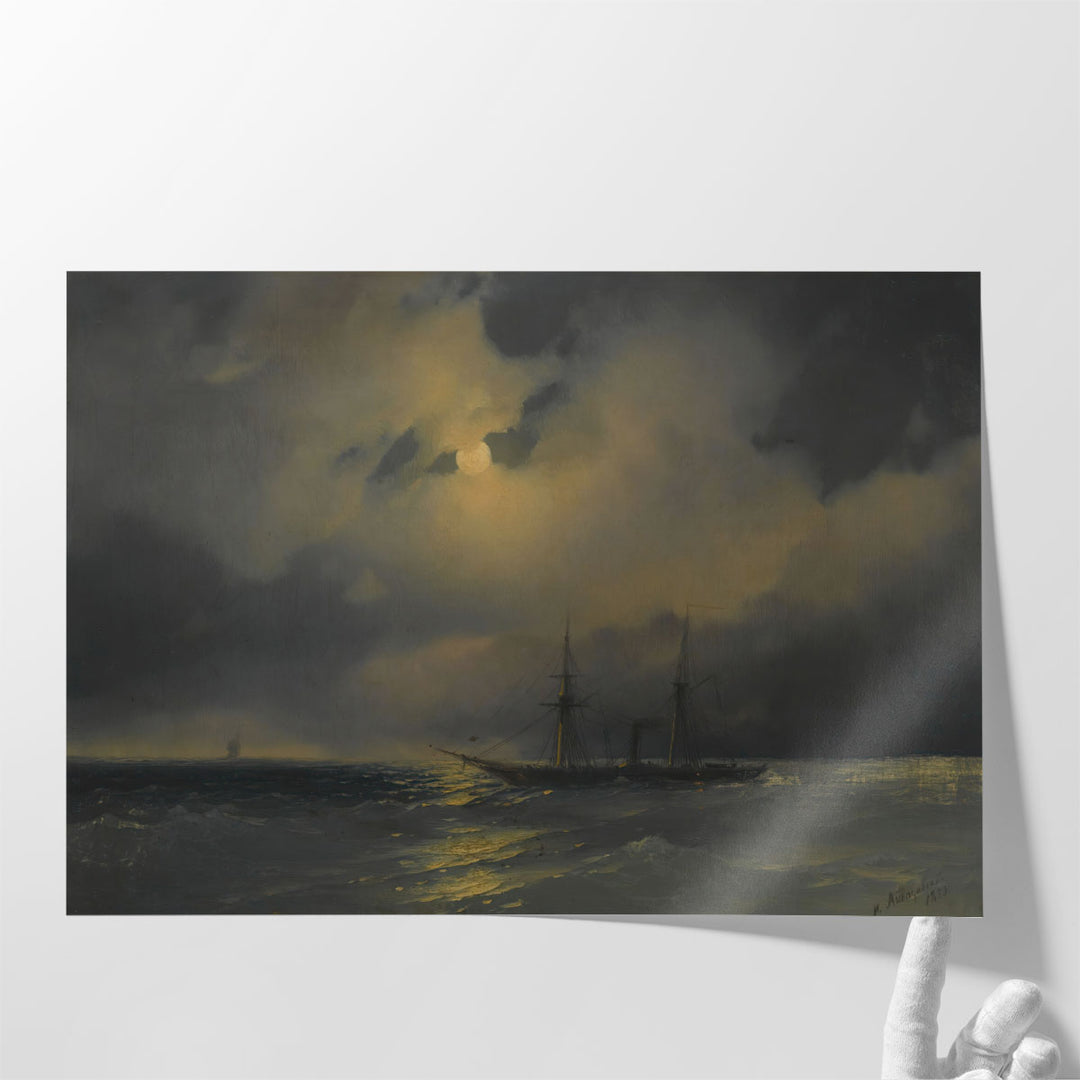 Shipping In Moonlight, 1853 - Canvas Print Wall Art