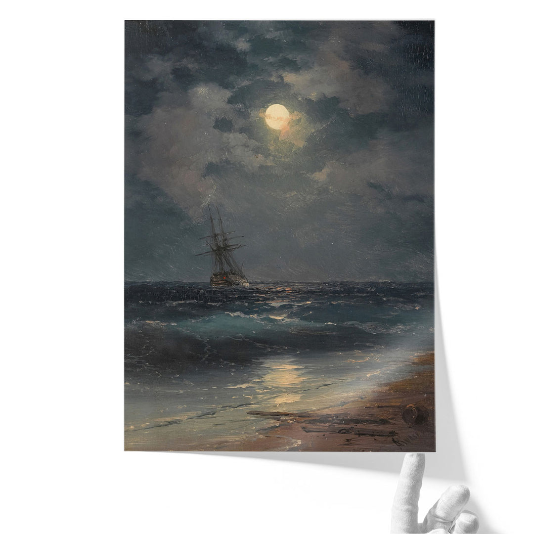Ship by Moonlight - Canvas Print Wall Art