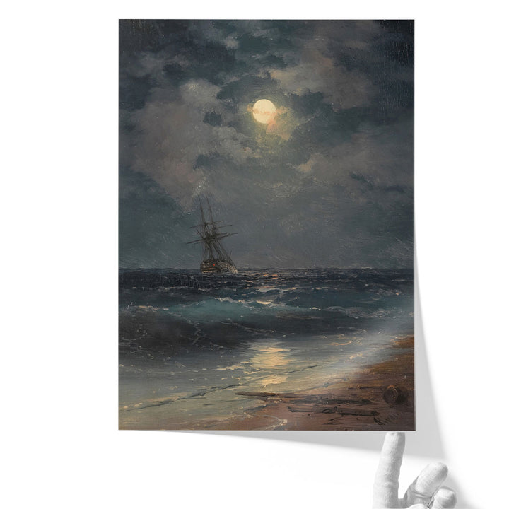 Ship by Moonlight - Canvas Print Wall Art
