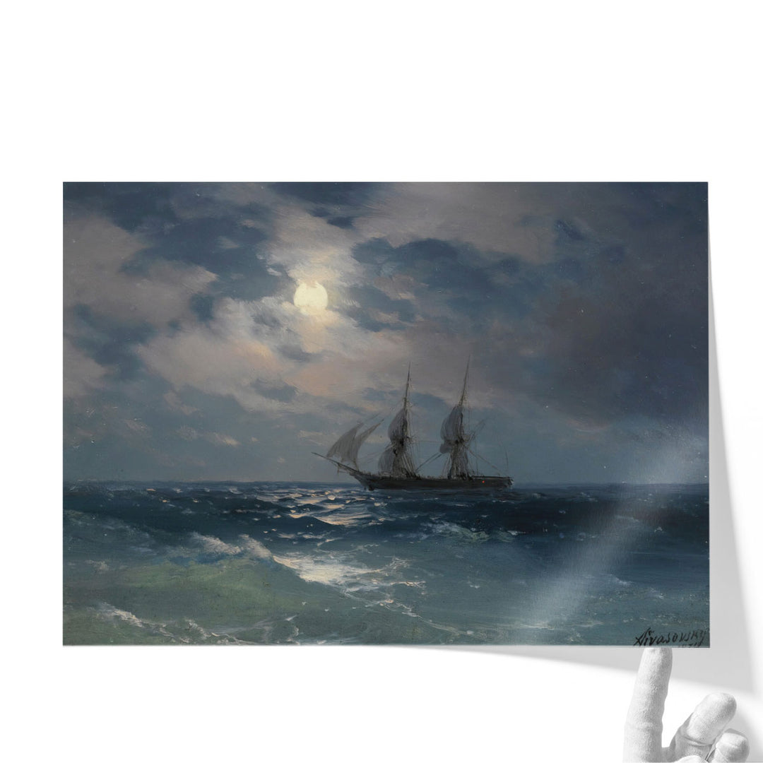 The Brig Mercury In Moonlight, 1874 - Canvas Print Wall Art