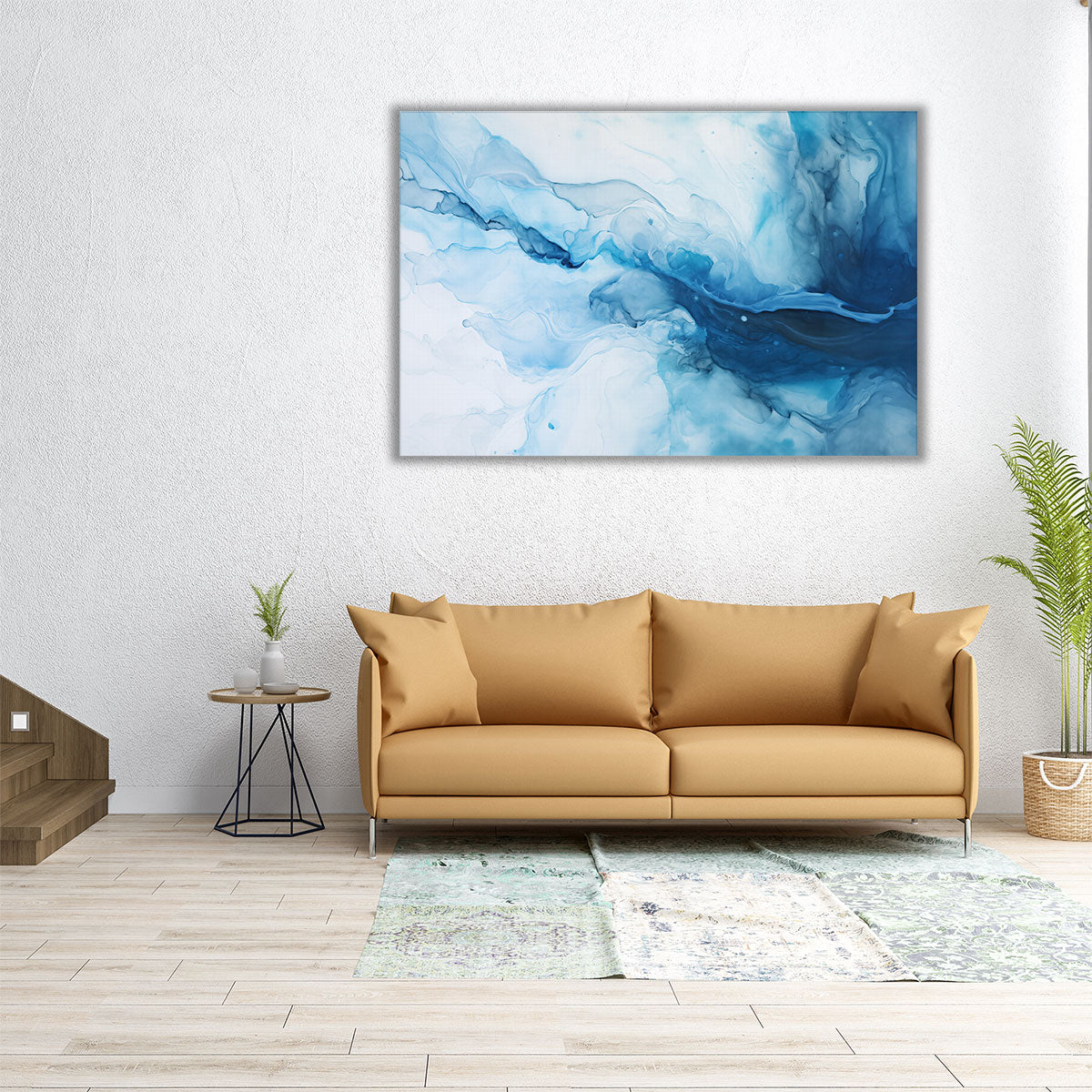 Vortex Calm | Abstract Blue & Neutral Canvas Print – Framed Flair