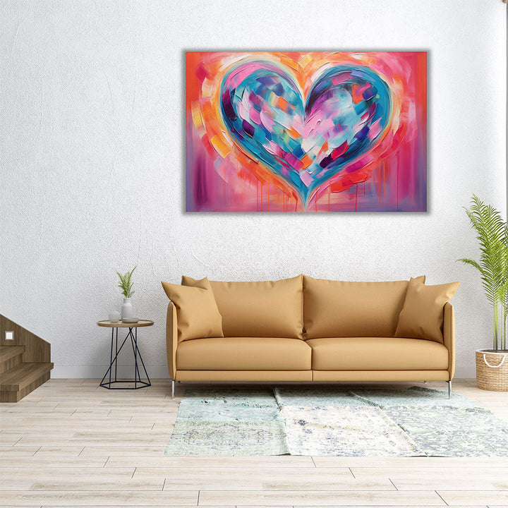 Chromatic Heartbeat Fusion - Canvas Print Wall Art