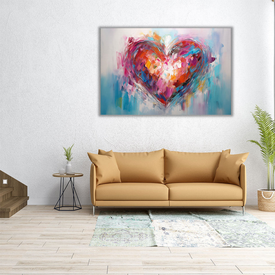 Chromatic Heartwave Symphony - Canvas Print Wall Art