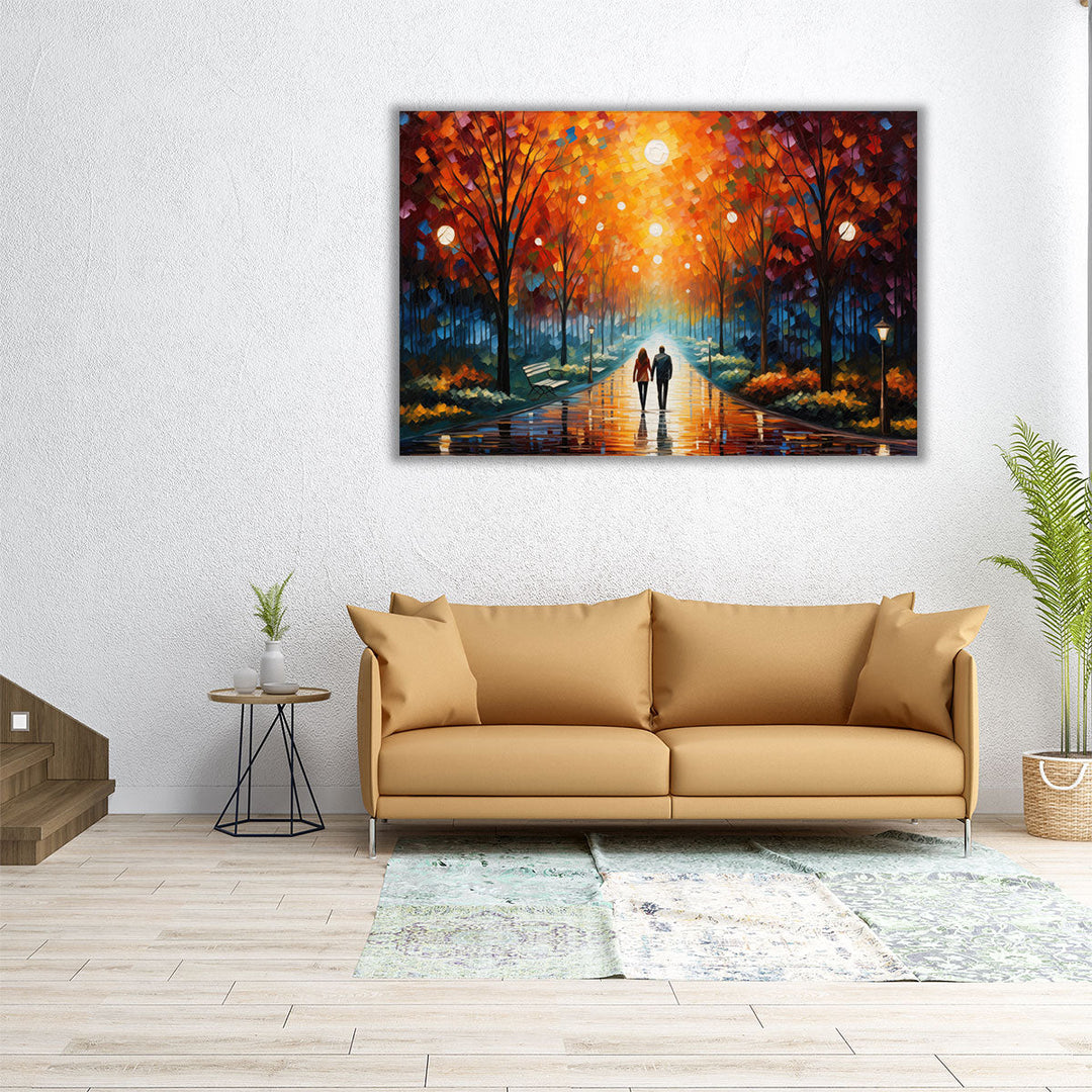 Glowing Park Romance - Canvas Print Wall Art