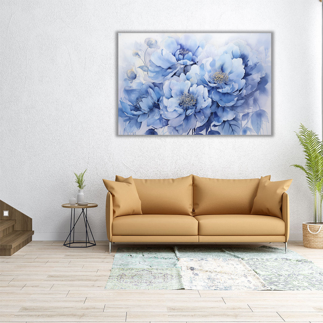 Indigo Petal Whispers - Canvas Print Wall Art