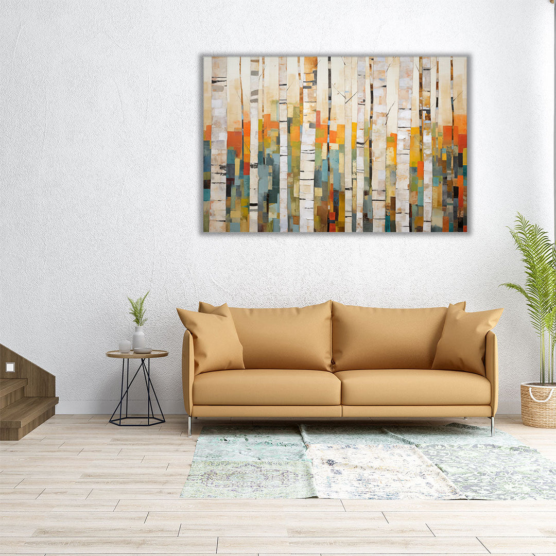Multi-layered Birch Mosaic - Canvas Print Wall Art