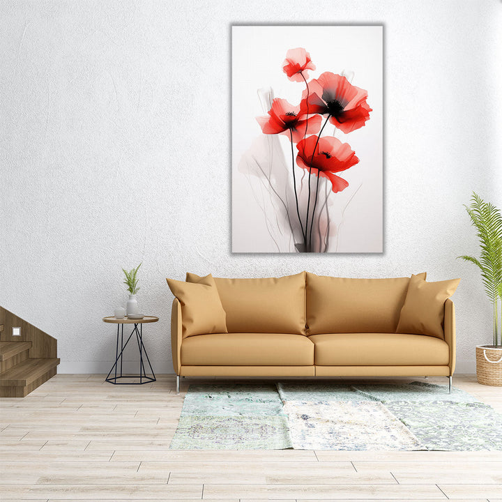 Red Poppies Elegance 2 - Canvas Print Wall Art
