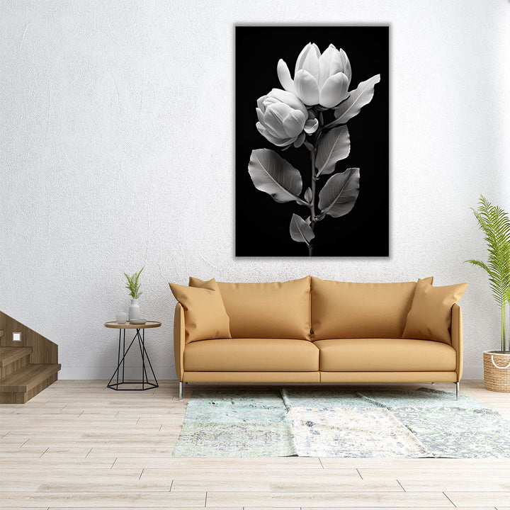 Magnolia Serenity in Monochrome 2 - Canvas Print Wall Art