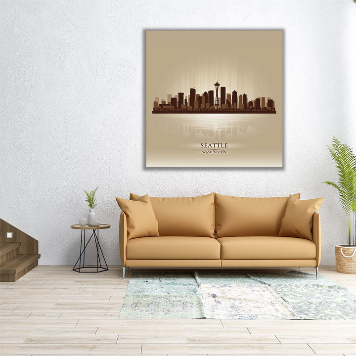 Seattle Washington,  City Skyline - Canvas Print Wall Art