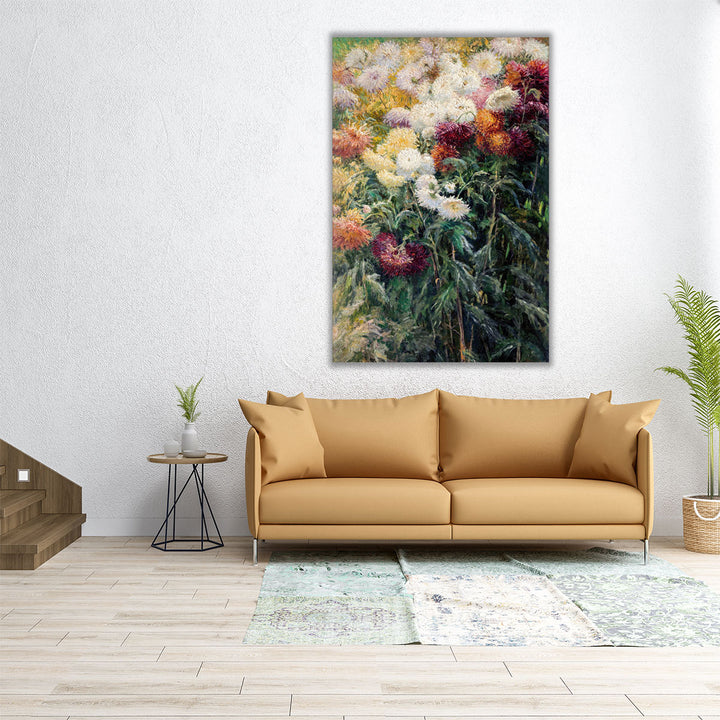 Chrysanthemums in the Garden at Petit Gennevilliers - Canvas Print Wall Art
