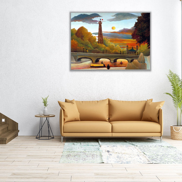 Landscape with Eiffel Tower - Canvas Print Wall Art