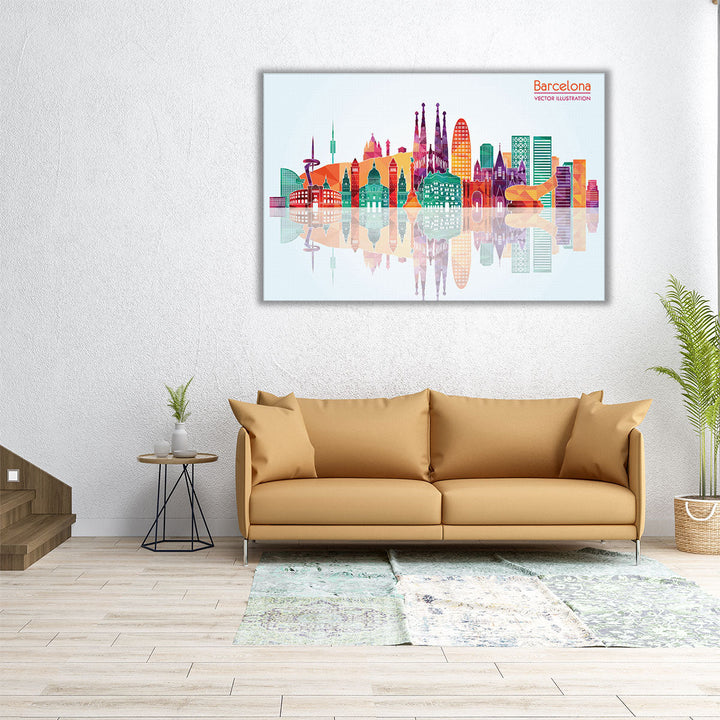 Barcelona, Spain Skyline - Canvas Print Wall Art