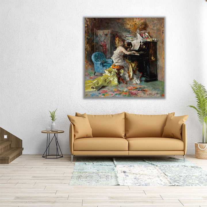 Woman at a Piano - Canvas Print Wall Art