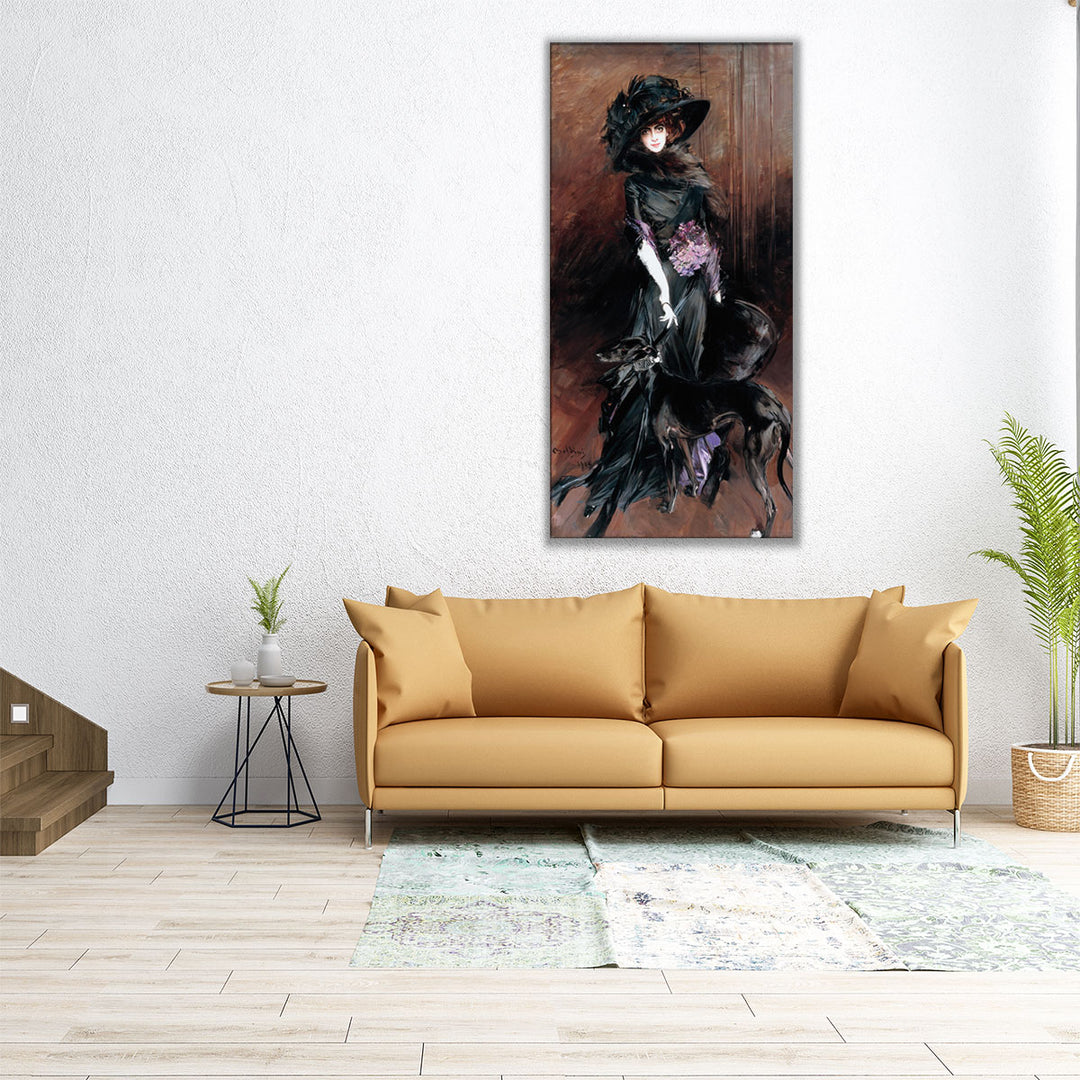Portrait of La Marchesa Luisa Casati with Greyhound - Canvas Print Wall Art