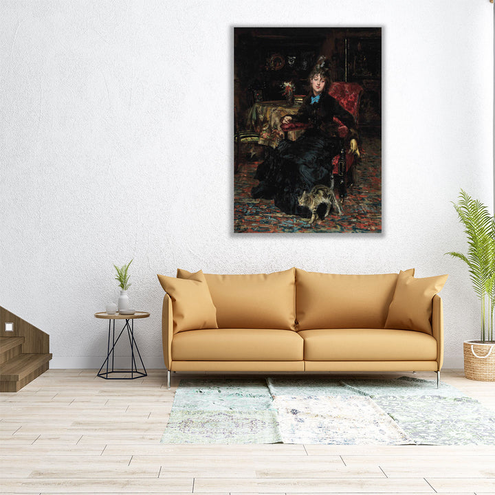 Signora Seduta Con Gatto - Canvas Print Wall Art