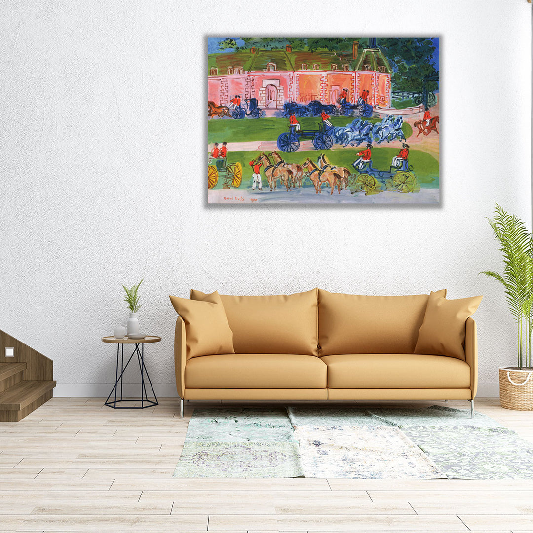 Chateau and Horses - Canvas Print Wall Art