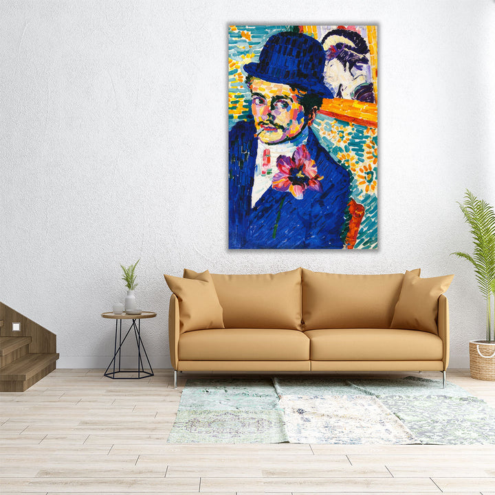 A Man with a Tulip, Portrait of Jean Metzenge - Canvas Print Wall Art