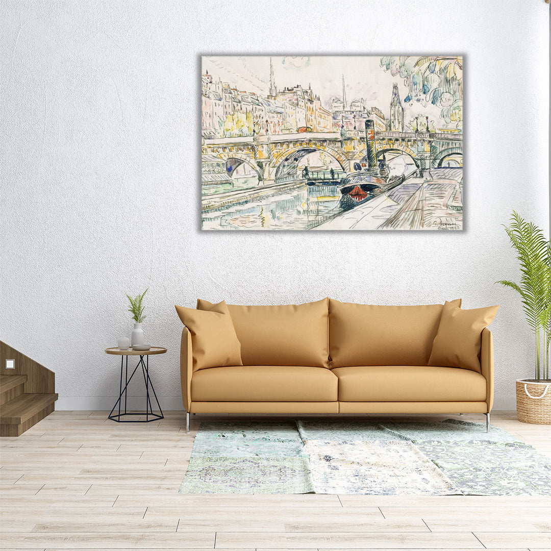Tugboat at the Pont Neuf, Paris - Canvas Print Wall Art