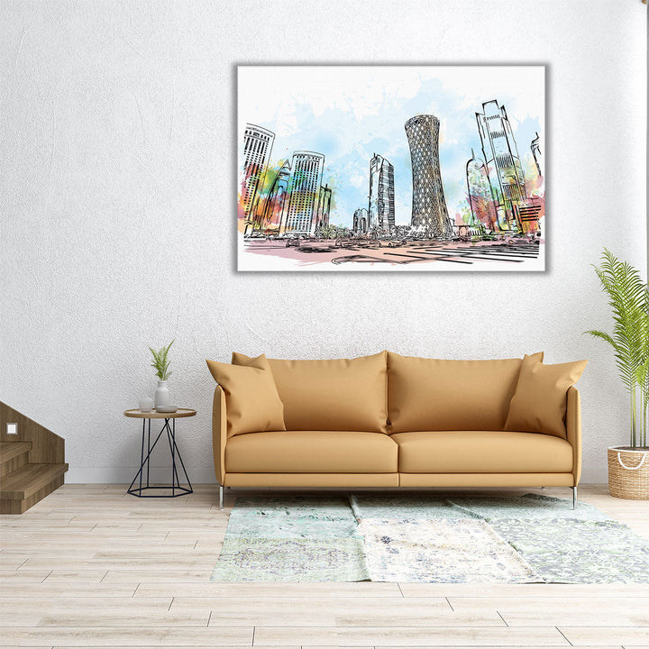 Doha City Skyline, Qatar - Canvas Print Wall Art