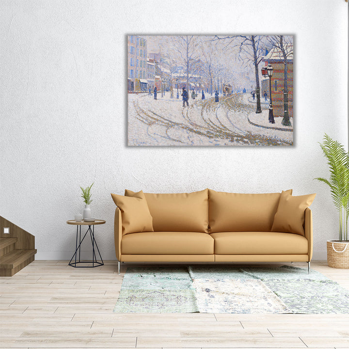 Snow, Boulevard de Clichy, Paris - Canvas Print Wall Art