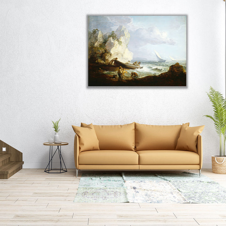 Seashore with Fishermen - Canvas Print Wall Art