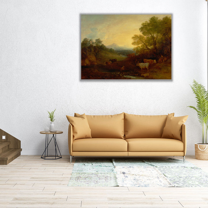 Landscape with Cattle - Canvas Print Wall Art