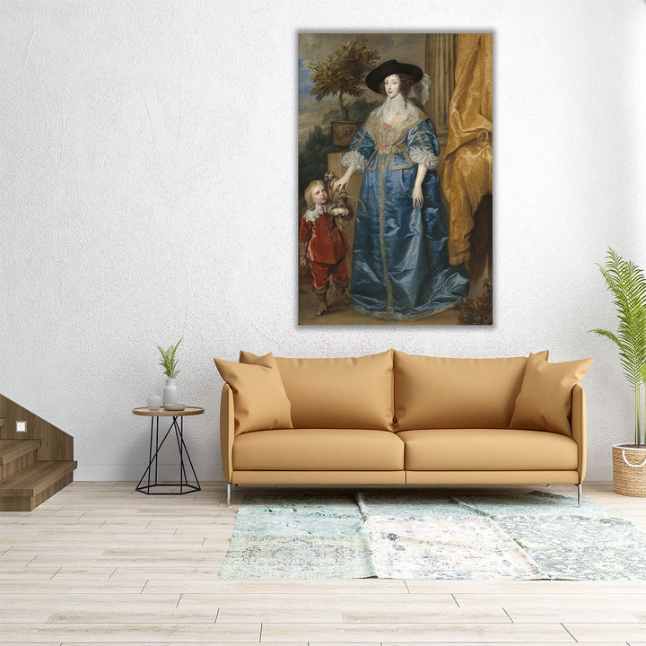 Queen Henrietta Maria with Sir Jeffrey Hudson - Canvas Print Wall Art