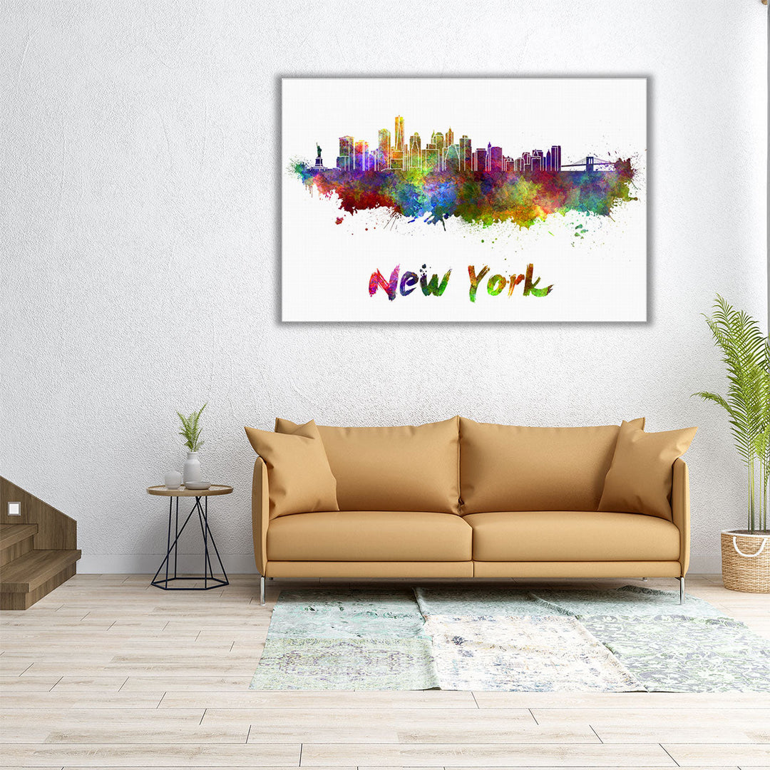 New York Skyline in Watercolor - Canvas Print Wall Art