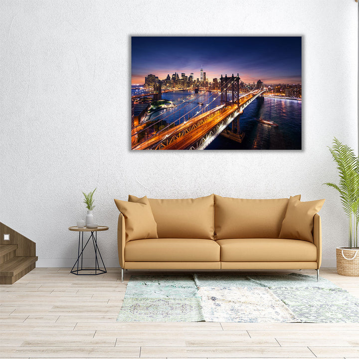 NYC, Beautiful Sunset Over Manhattan - Canvas Print Wall Art