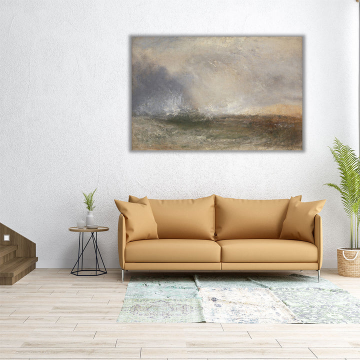 Stormy Sea Breaking on a Shore - Canvas Print Wall Art