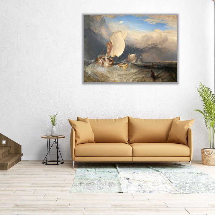 Fishing Boats with Hucksters Bargaining for Fish - Canvas Print Wall Art