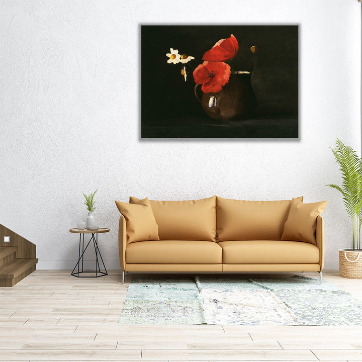 24×16 canvas of classic red botanical art